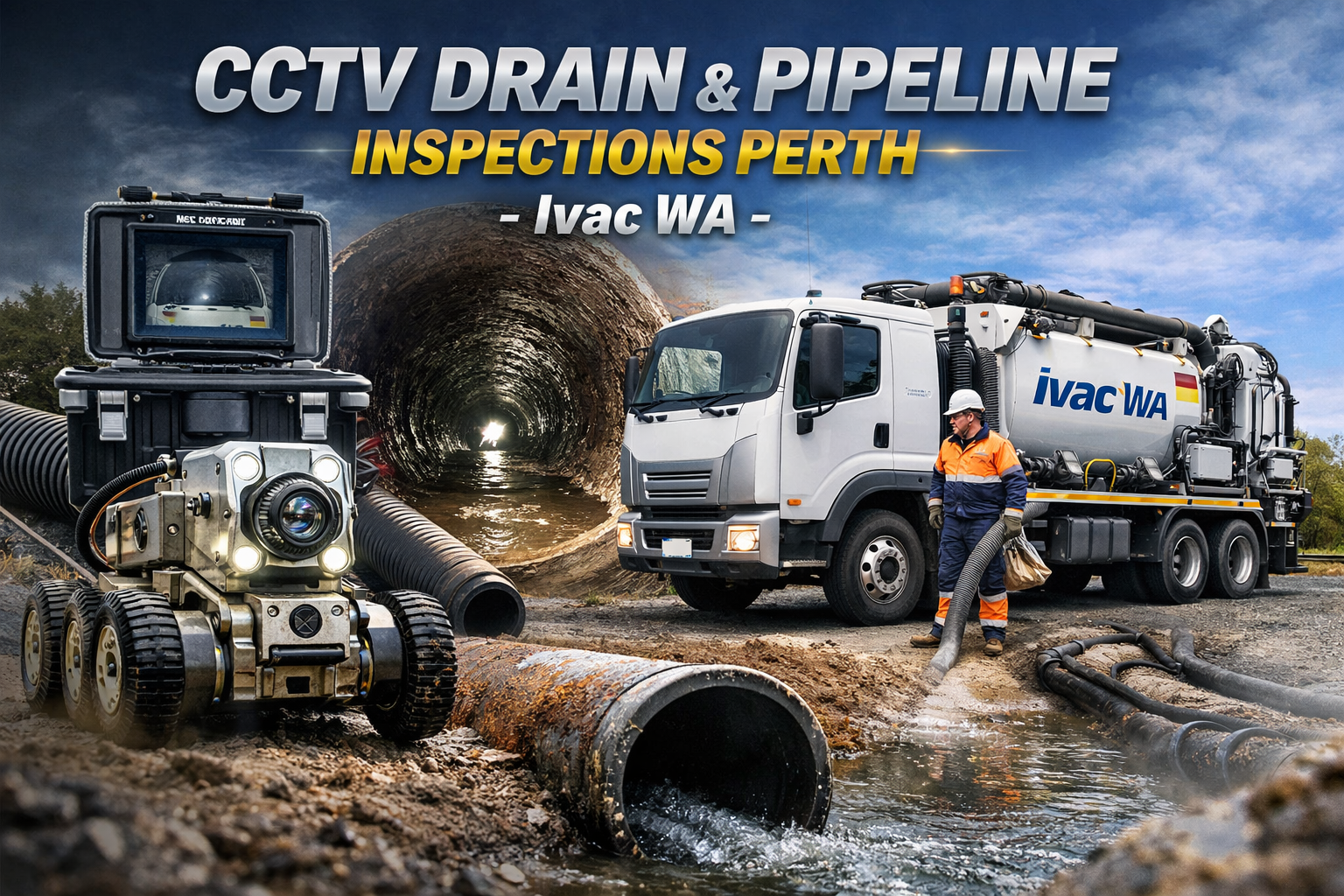 CCTV drain inspection with Ivac WA truck